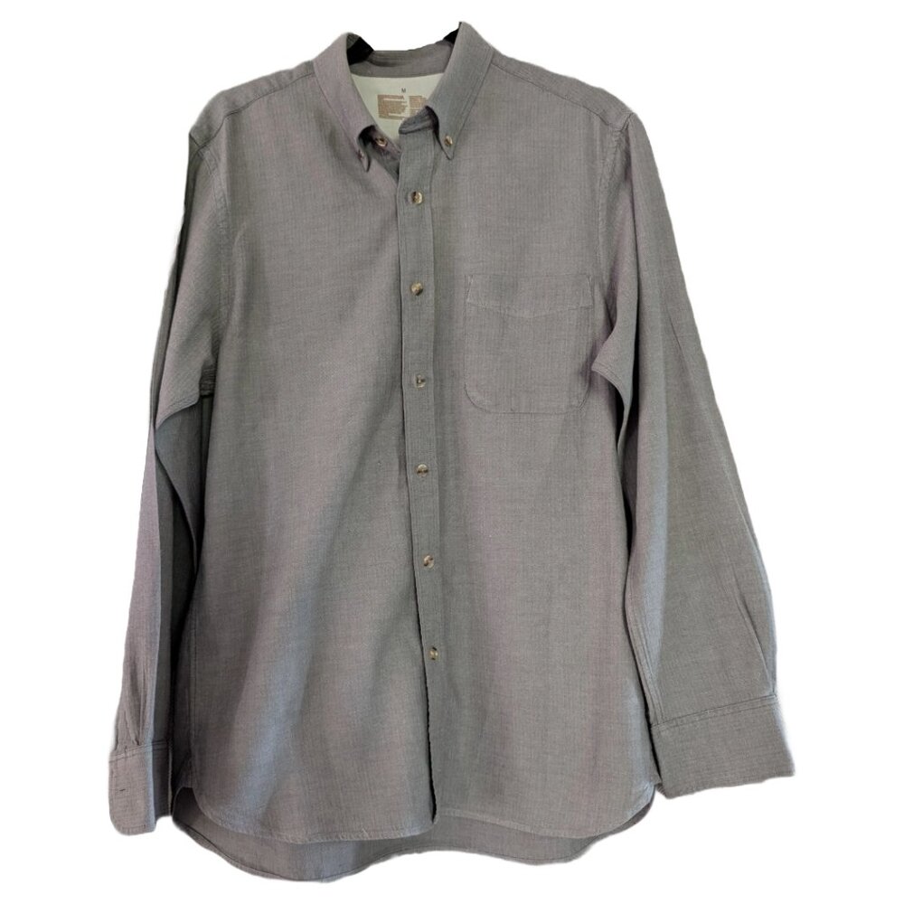 Muji Gray Cotton Long Sleeve Button Down Shirt Sz M